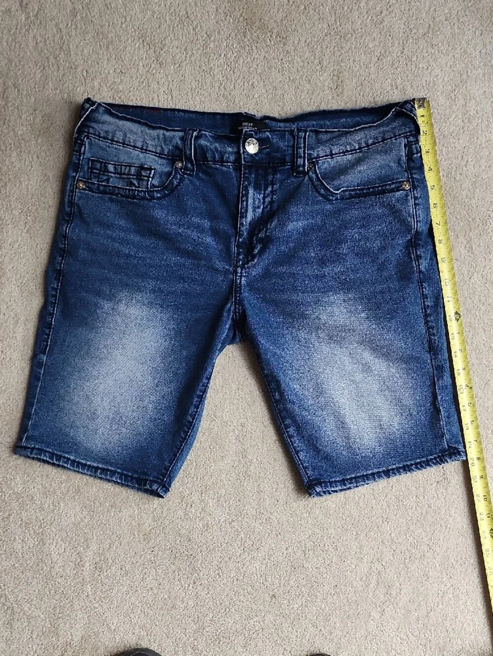 True Religion Classic Ricky Relaxed Straight  Blue Denim Shorts